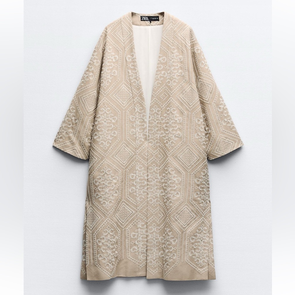 New Zara long embroidered kimono